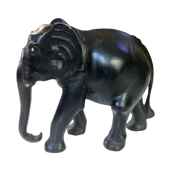 Hand Carved Desert Black Ebony Elephants Symbol Of Peace - No Tusks - Picture 4 of 11